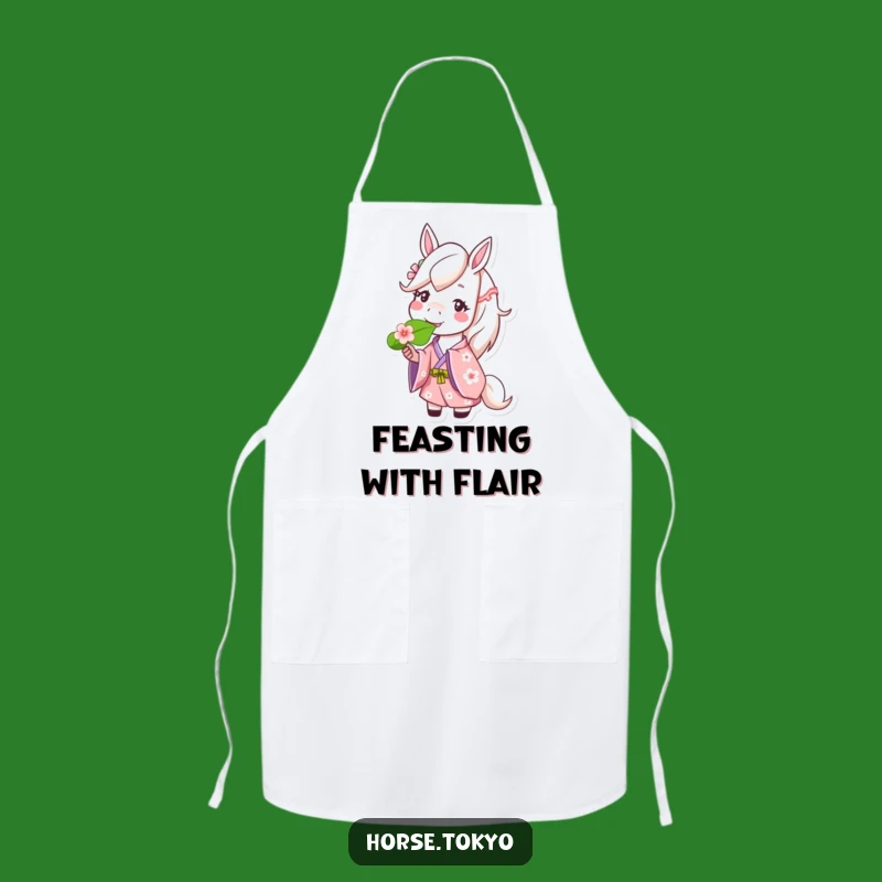 Funny Cherry Blossom Horse Apron: Happy Cooking with a Leaf Gift