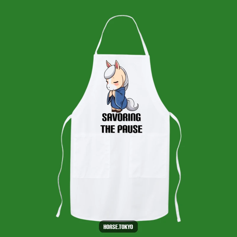 Funny Blue Kimono Horse Apron: Elegant Cooking with a Bow Gift