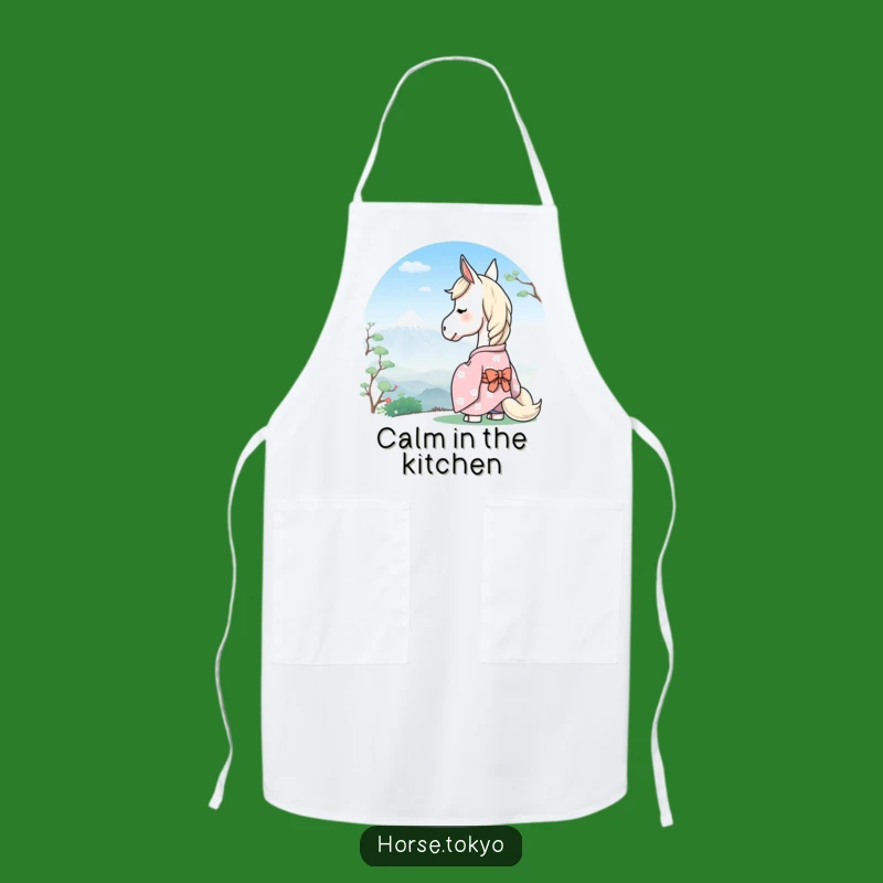 Funny Serene Horse Apron - Pastel Kimono Mountain Kitchen Humor Gift