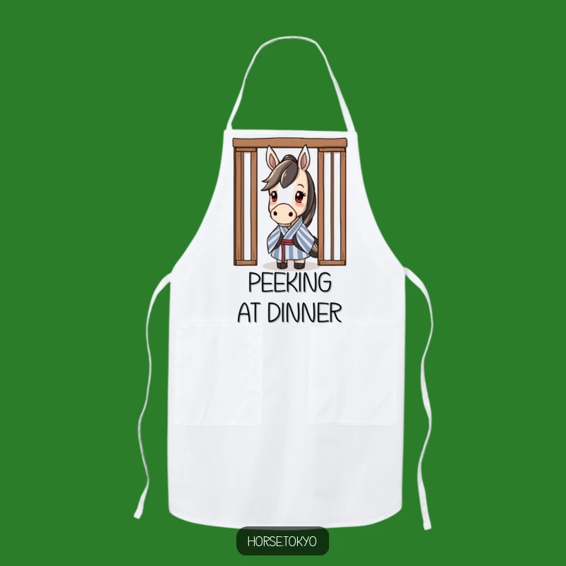 Funny Striped Kimono Horse Apron: Curious Cooking with a Peek Gift