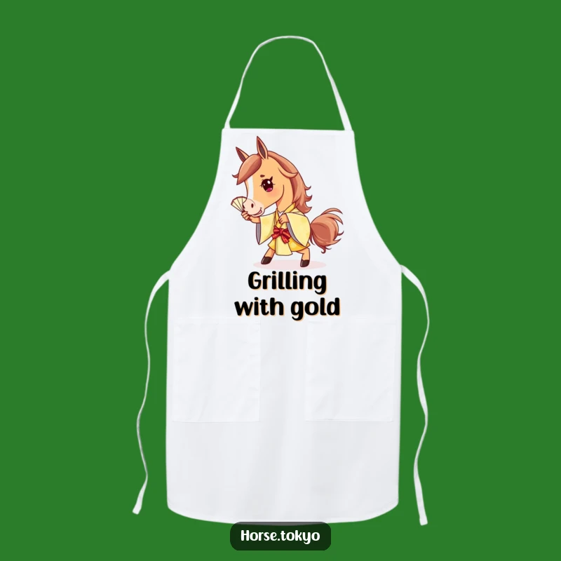 Funny Golden Kimono Horse Apron: Stylish Cooking with a Fan Gift