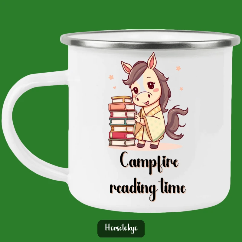 Funny Mischievous Horse Camping Mug - Patterned Kimono Book Adventure Humor Gift