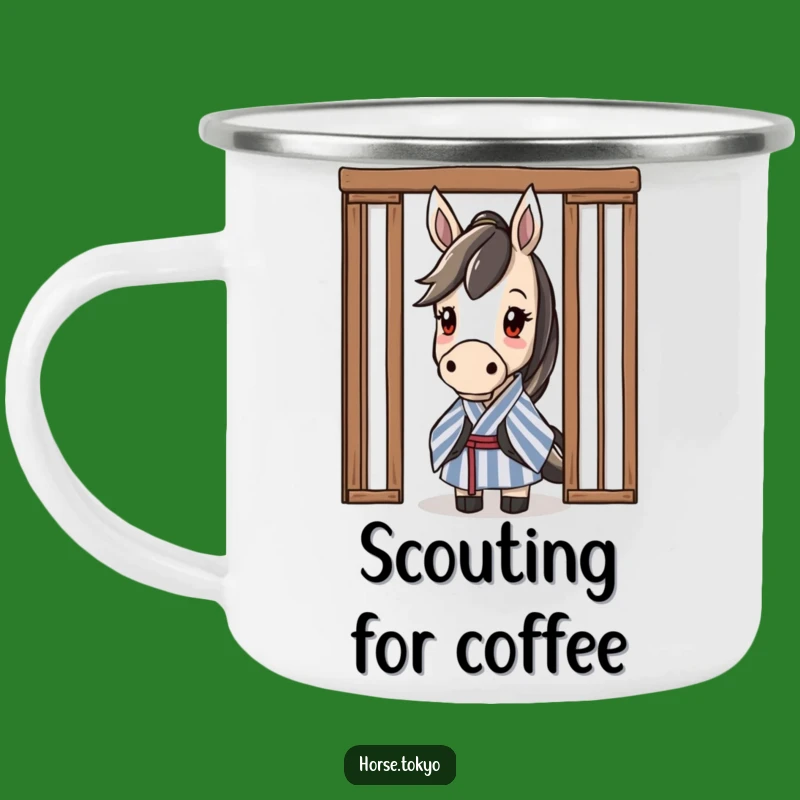 Funny Striped Kimono Horse Camping Mug: Curious Adventures Gift