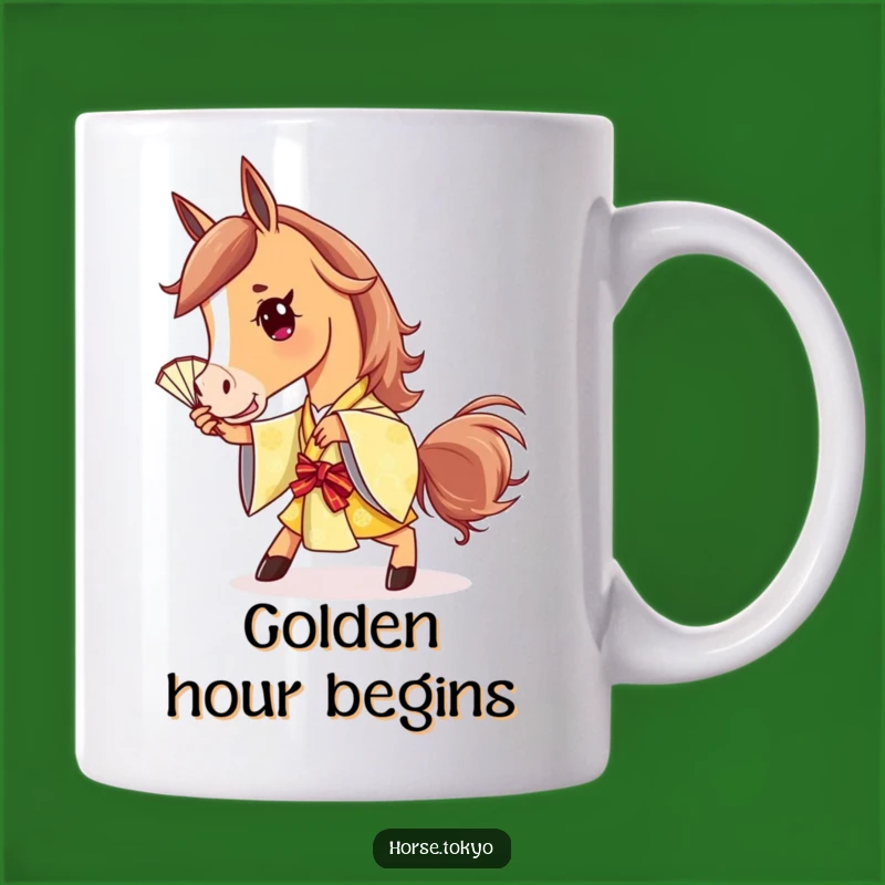 Funny Golden Kimono Horse Mug: Stylish Pose Character Gift