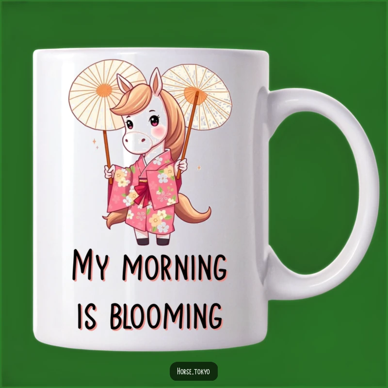 Funny Floral Kimono Horse Twirling Parasol Mug: Perfect Japanese Horse Gift