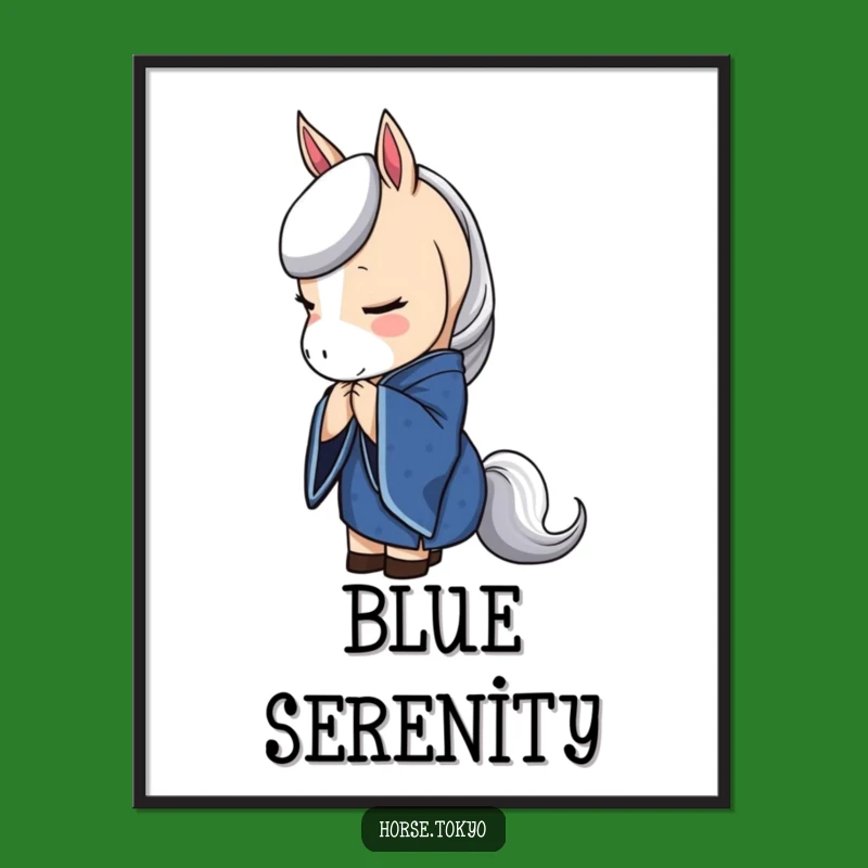 Funny Blue Kimono Horse Digital Print: Elegant Graceful Art Gift