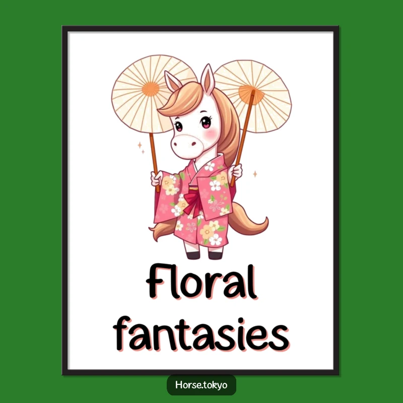 Funny Floral Kimono Horse Digital Print: Vibrant Playful Art Gift