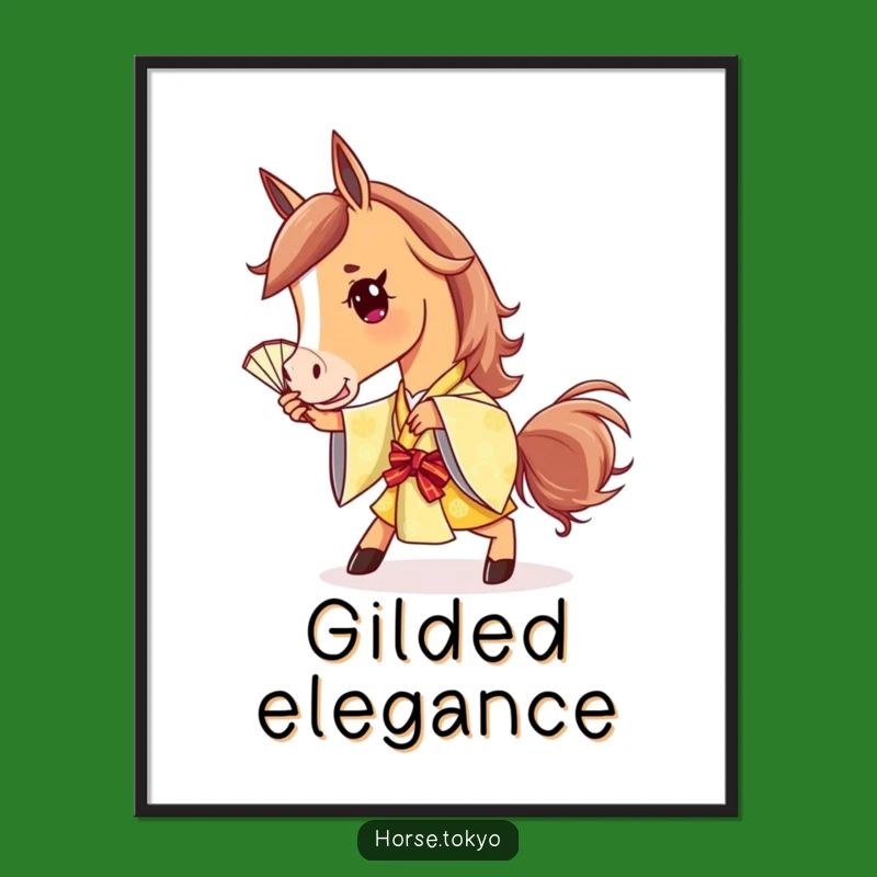 Funny Golden Kimono Horse Digital Print: Stylish Playful Art Gift