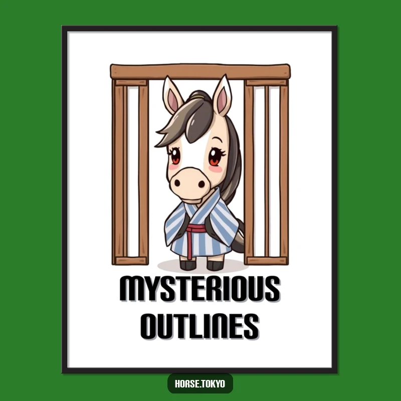 Funny Striped Kimono Horse Digital Print: Curious Intriguing Art Gift