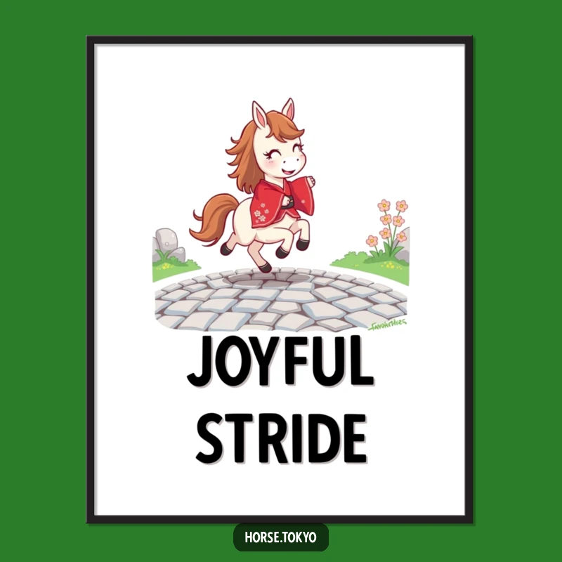 Funny Joyful Horse Digital Art - Red Kimono Path Wall Decor Humor Gift