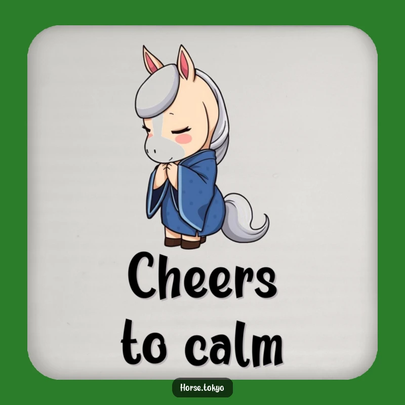 Funny Blue Kimono Horse Coaster Set: Elegant Protection Gift