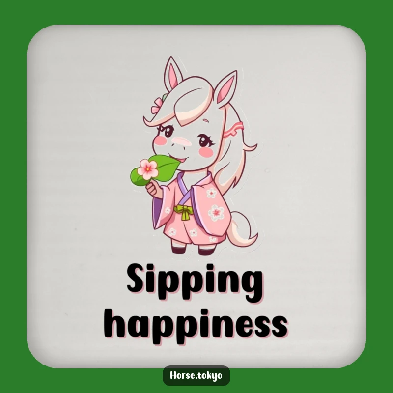 Funny Cherry Blossom Horse Coaster Set: Happy Protection Gift