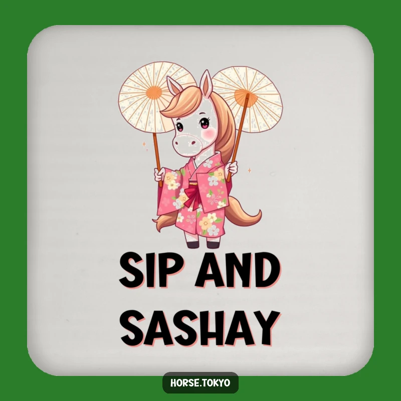 Funny Floral Kimono Horse Coaster Set: Protect Surfaces with Playful Style Gift