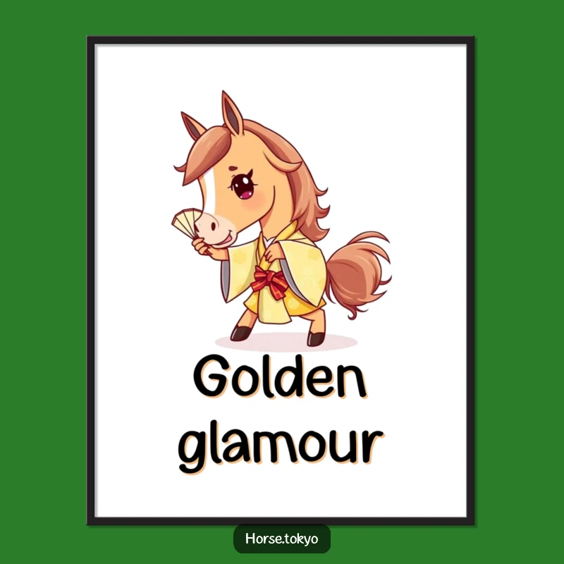 Funny Golden Kimono Horse Poster: Stylish Art for Chic Spaces Gift