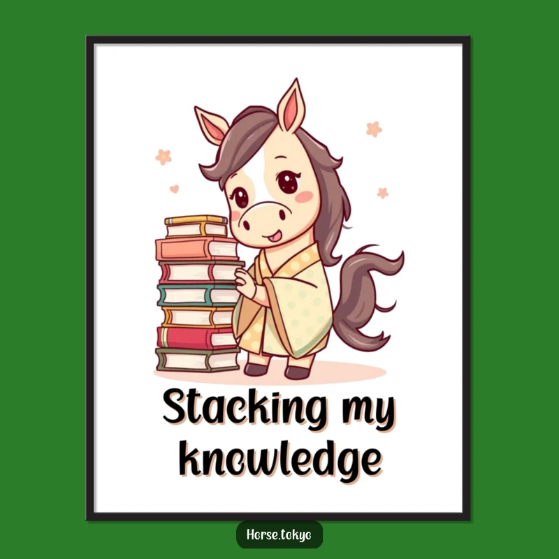 Funny Mischievous Horse Poster - Patterned Kimono Book Art Humor Gift