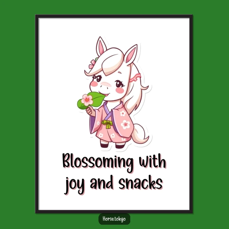 Free Printable Horse Wall Art: Happy Cherry Blossom Kimono Horse Downloadable Art