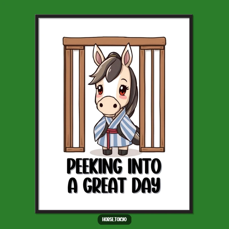 Free Printable Horse Wall Art: Curious Striped Kimono Horse Peeking Downloadable Art