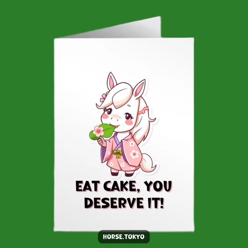 Free Printable Horse Birthday Card: Happy Cherry Blossom Kimono Horse Downloadable