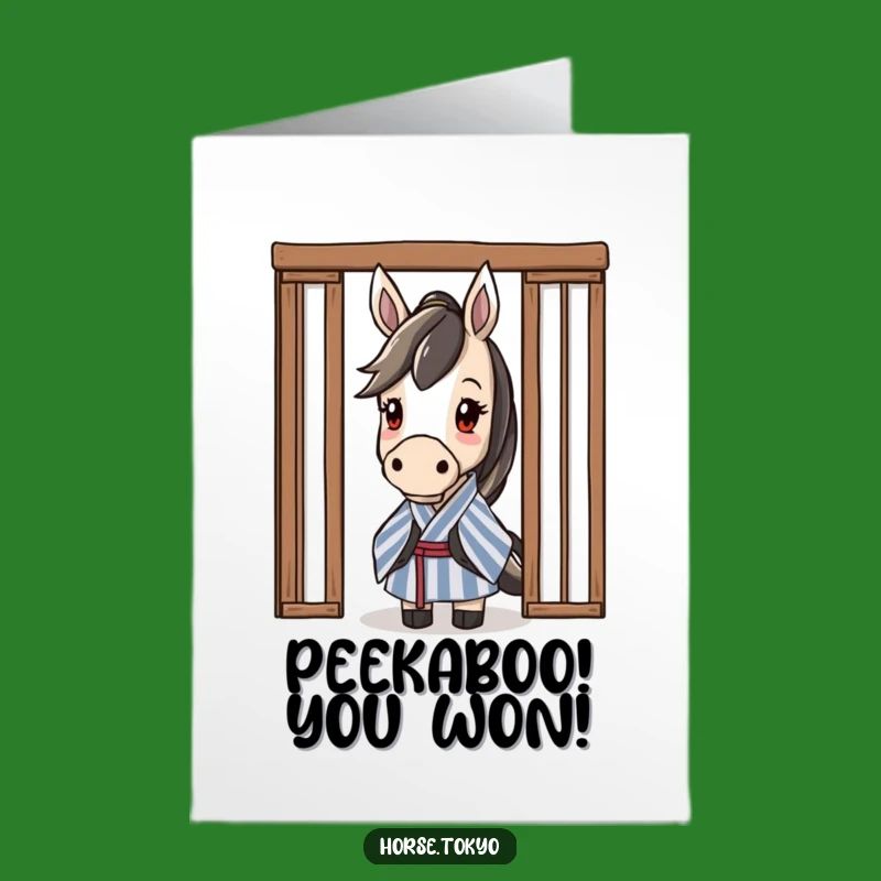 Free Printable Horse Congrats Card: Curious Striped Kimono Horse Peeking Downloadable