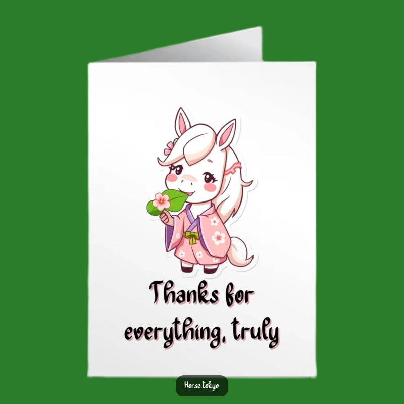 Free Printable Horse Thank You Card: Happy Cherry Blossom Kimono Horse Downloadable