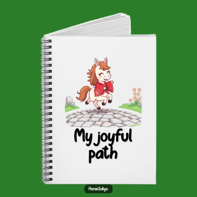 Funny Joyful Horse Notebook - Red Kimono Path Journal Humor Gift