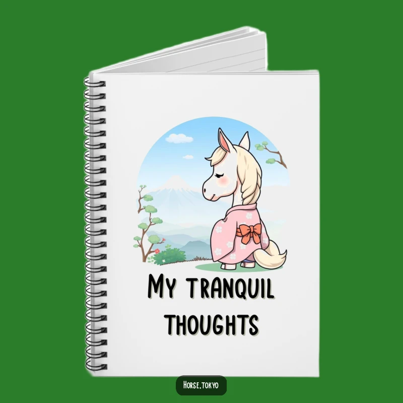 Funny Serene Horse Notebook - Pastel Kimono Mountain Journal Humor Gift