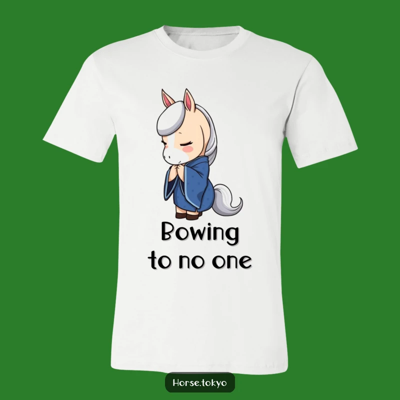 Funny Blue Kimono Horse T-Shirt: Graceful Bowing Character Tee Gift