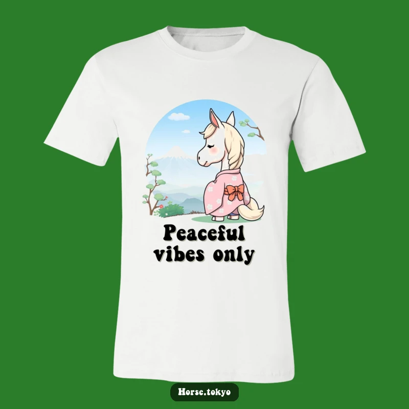 Funny Serene Horse T-Shirt - Pastel Kimono Mountain View Humor Gift